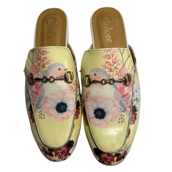Calceo Yellow Bird Slip On Loafers Flats Sz EU 37 Sz 6.5 - Picture 2 of 9
